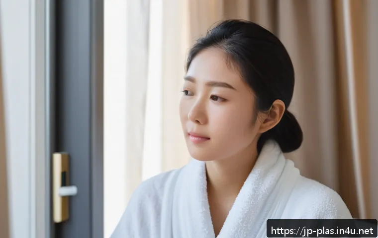 코 성형 후 관리법 - A serene scene of a young Japanese woman gently applying a soft, flexible cold gel pack wrapped in a...